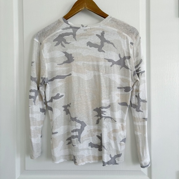 Rails Sami Camo Linen T Shirt Small Long Sleeve Stone - Picture 4 of 8